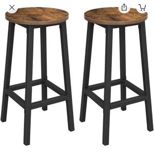 25.59” Metal Base Wood Top Barstool- Set of 2